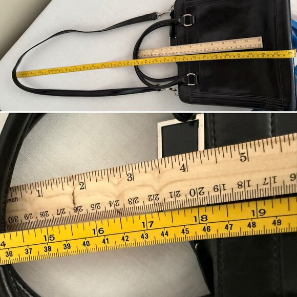 Y2K Giani Bernini Black Leather Structured Handbag Shoulder Strap Logo Charm - Picture 8 of 9